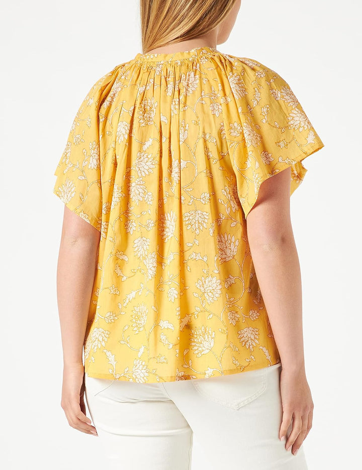 PART TWO Damen Pardispw to Relaxed Fit Top 34 Amber Yellow Block Print, 34 Amber Yellow Block Print