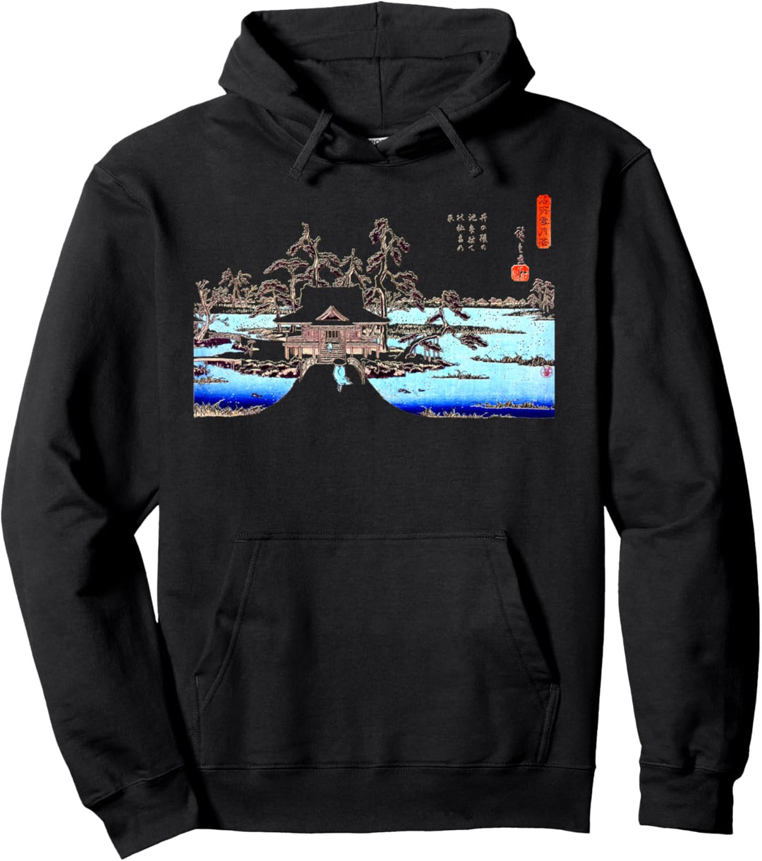 Vintage Famous Japanese Art "Snow Benzaiten Shrine" Stylish Pullover Hoodie