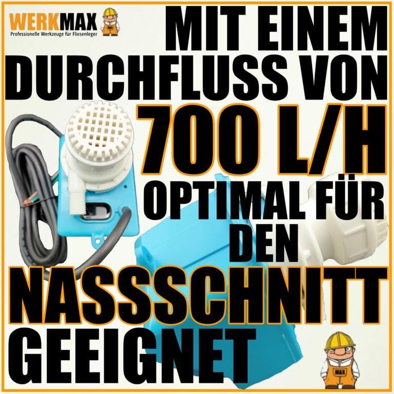 Werkmax Wasserpumpe Steinsäge, WMP700, Pumpe für Steintrennmaschine Nassschneider, 700 L/H