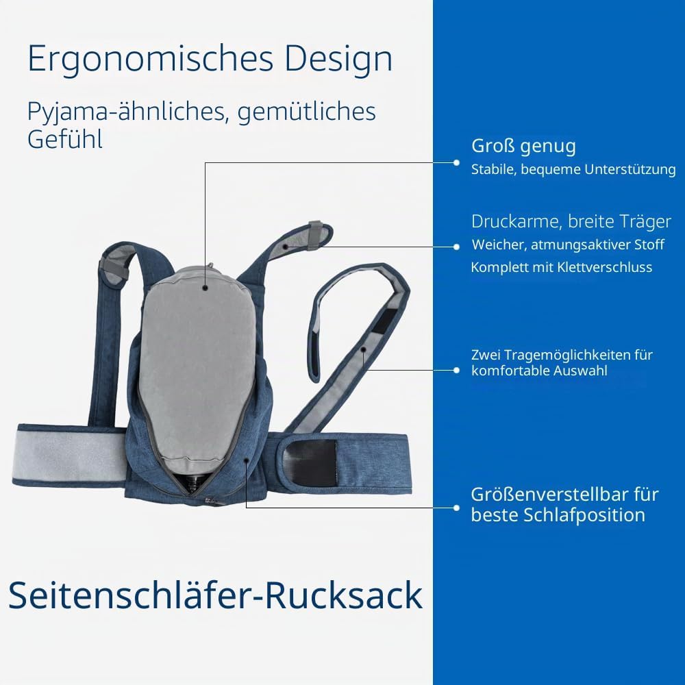 WoodyKnows 2023 Neu verbesserter Seitenschlaf-Rucksack │ Anti-Schnarch-Hilfslösung │ Schlafposition-