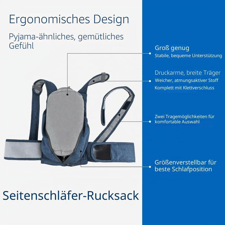 WoodyKnows 2023 Neu verbesserter Seitenschlaf-Rucksack │ Anti-Schnarch-Hilfslösung │ Schlafposition-