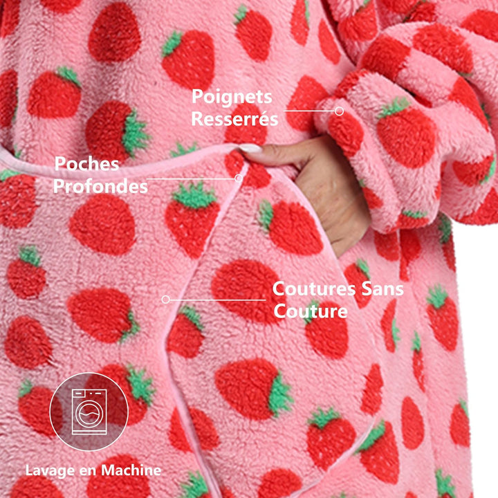 Ultra Weiche Hoodie Decke mit Ärmeln Warme Flanell Decke zum Anziehen für Zuhause Sofa und Bett, Kus