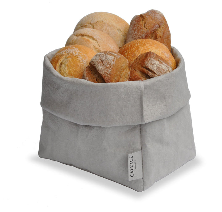 grosser XXL Brotkorb / grau / modern / veganes Leder als Stoff Alternative / Brottasche / Brötchenko