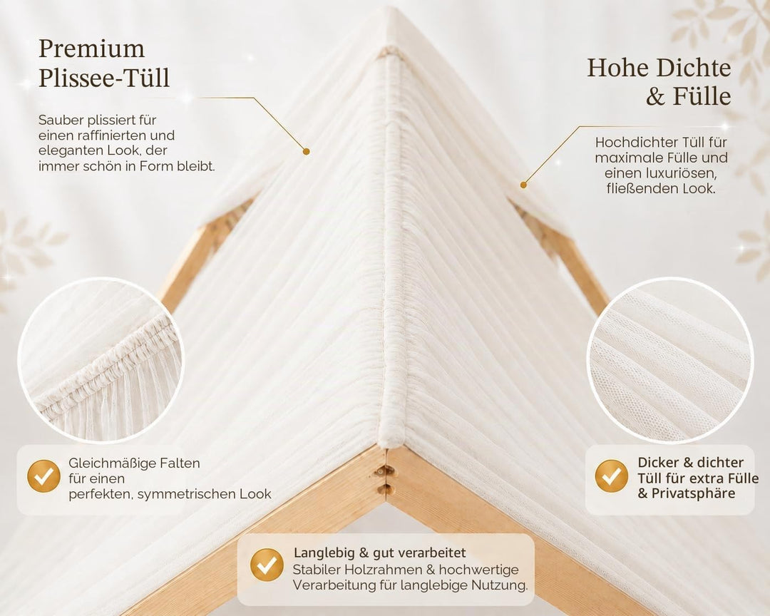 Baby Fancyroom Hausbett Himmel Betthimmel weiss/Ecru für Kinderbett Kinderzimmer Baldachin Bettvorha