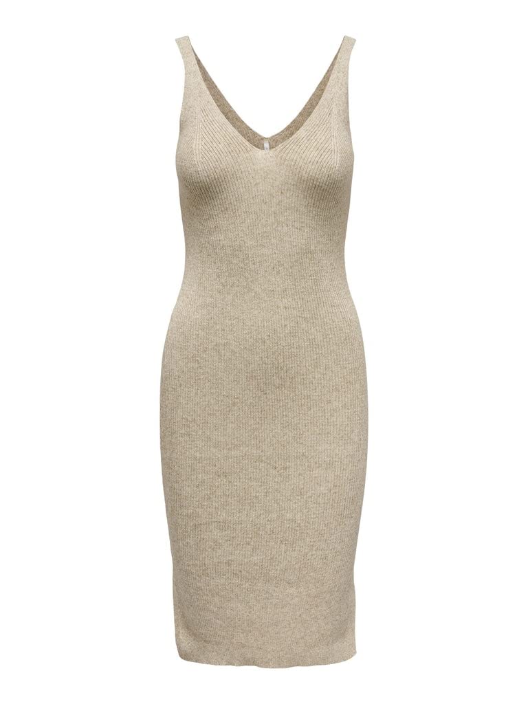 ONLY Damen Onllina Sl Slit Dress KNT Kleid L Pumice Stone, L Pumice Stone