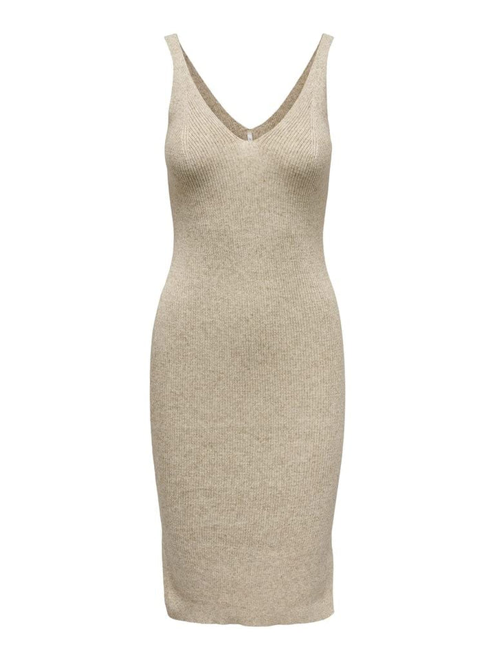 ONLY Damen Onllina Sl Slit Dress KNT Kleid L Pumice Stone, L Pumice Stone