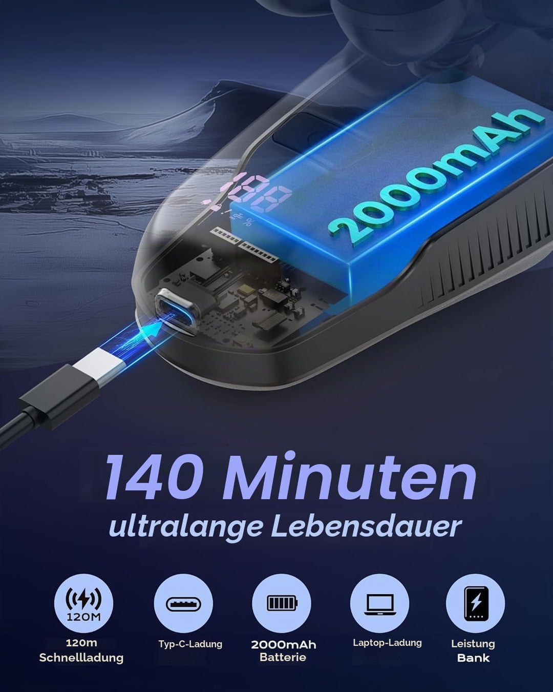 Glatzen Rasierer Herren, Upgrade-7D Kopfrasierer Glatze, Elektrischer Nass-/Trockenrasierer wasserdi