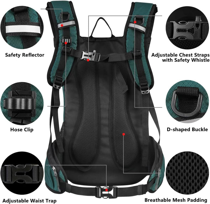 Lunidry Trinkrucksack Fahrradrucksack mit Trinkblase 2L Wasserdicht Sportrucksack, 20L Hydration Ruc