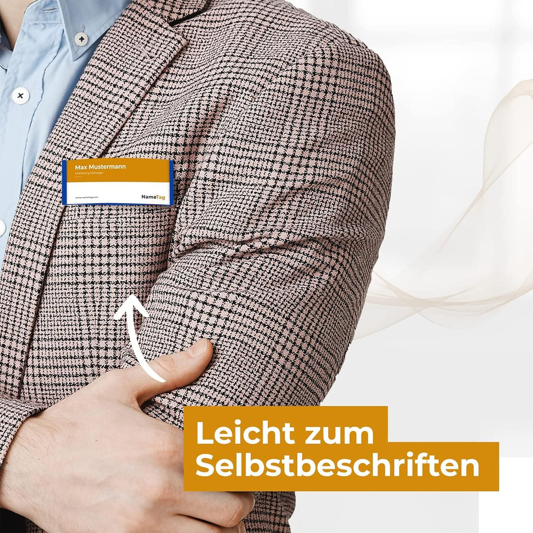 Ironix Namensschilder mit Doppelmagnet, Namensetiketten für Kleidung 75x32mm, Namensschilder Magnet