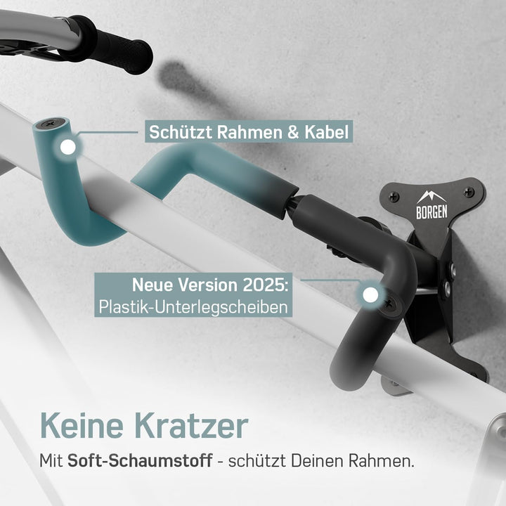 Borgen Fahrrad Wandhalterung I Fahrradhalter - Winkel und Wandabstand einstellbar bis 20 kg, klappba