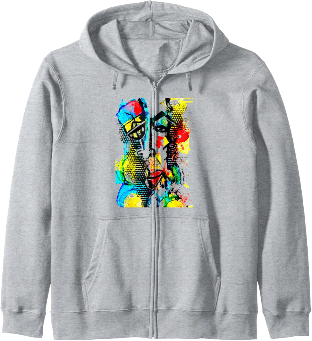 Abstrakte lustige Gesichtsbemalung Rot Blau Graffiti Pop Art Kapuzenjacke