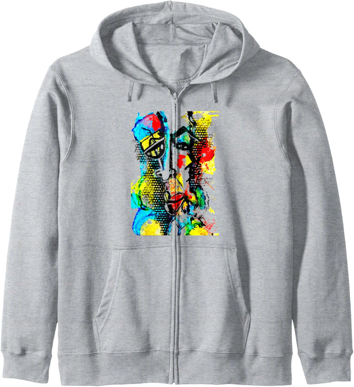 Abstrakte lustige Gesichtsbemalung Rot Blau Graffiti Pop Art Kapuzenjacke
