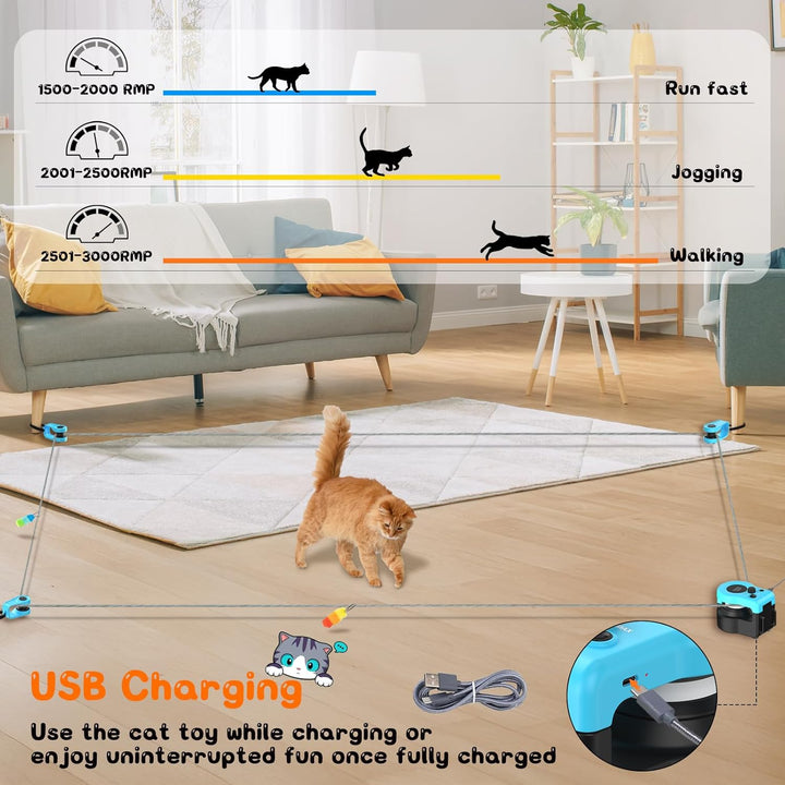 ITSHINY Katzenspielzeug Elektrisch, Katzenspielzeug Selbstbeschäftigung mit anpassbaren Laufwegen,US