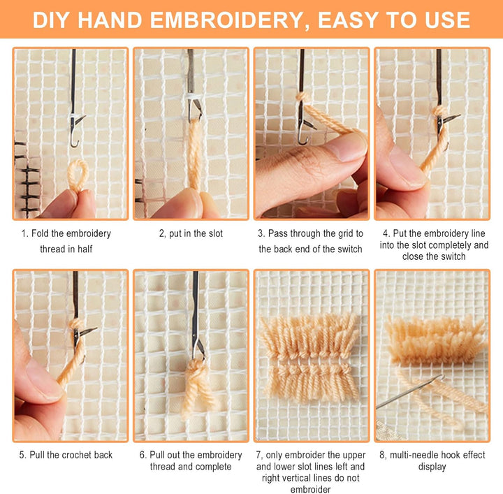 kingsea DIY Knüpfsets Kreuzstich Teppich Set, 60x40cm Teppich Selber Machen Set, Farbmusterdruck Git