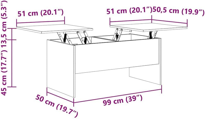 vidaXL Couchtisch Höhenverstellbar Kaffeetisch Wohnzimmertisch Beistelltisch Sofatisch mit Stauraum