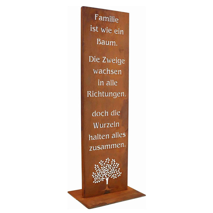 Rostikal Gartenschild Familie - 55 cm - Handgefertigtes Edel-Rost Metallschild aus Cortenstahl - Rob