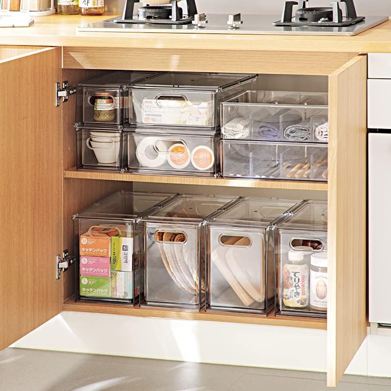 Abiudeng Kühlschrank Organizer Stapelbare mit Ausziehbarer Schublade Transparenter Kühlschrank Schub