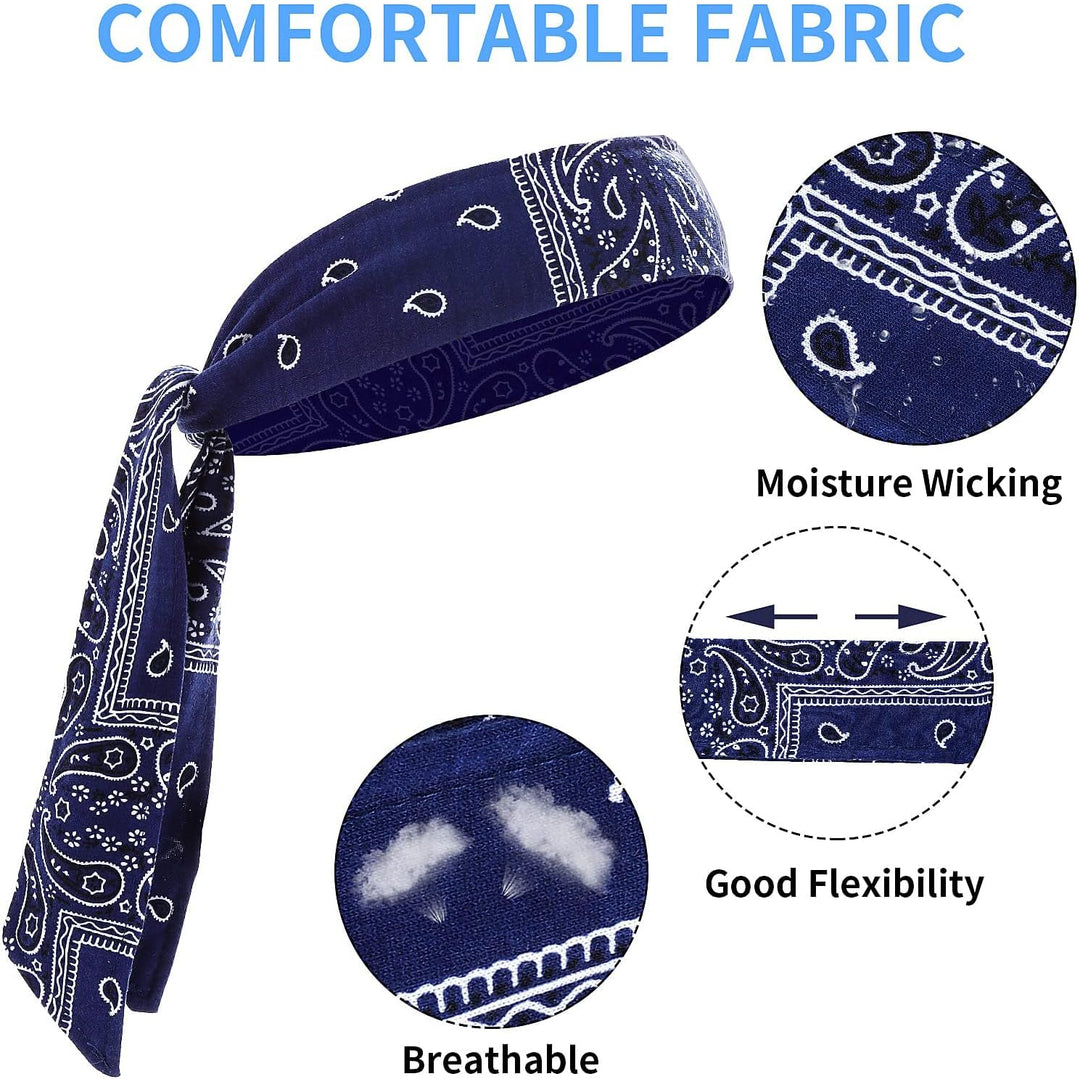 2 x Sport-Stirnbänder mit Paisley-Muster, verstellbar, elastisch, Schweissband, rutschfest, Lauf-Kop