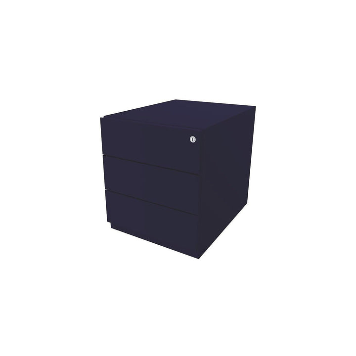 BISLEY Rollcontainer Note mit Griffleiste, 3 Universalschubladen, Metall, 639 Oxfordblau, 56.5 x 42