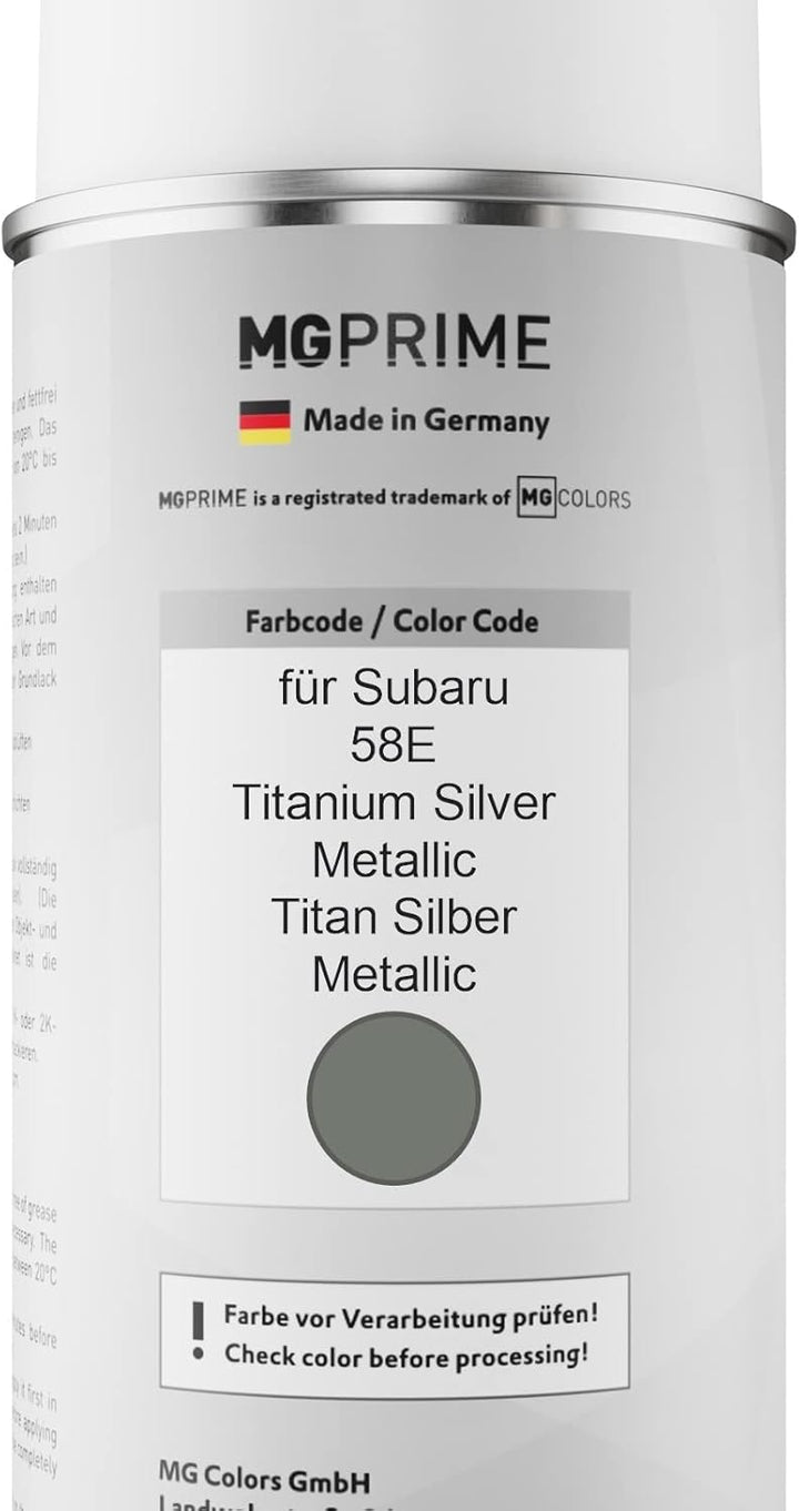 MG PRIME Autolack Sprühdosen Set für Subaru 58E Titanium Silver Metallic/Titan Silber Metallic Basis
