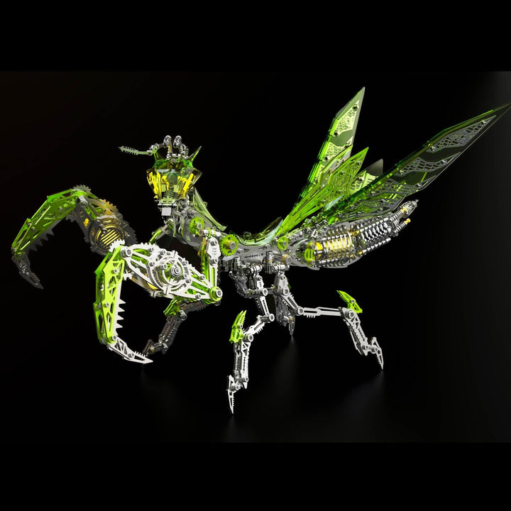 Bunte 3D Metall Puzzle Modellbausatz für Erwachsene mit Licht, DIY Metall 3D Puzzle Mantis Modell Ki