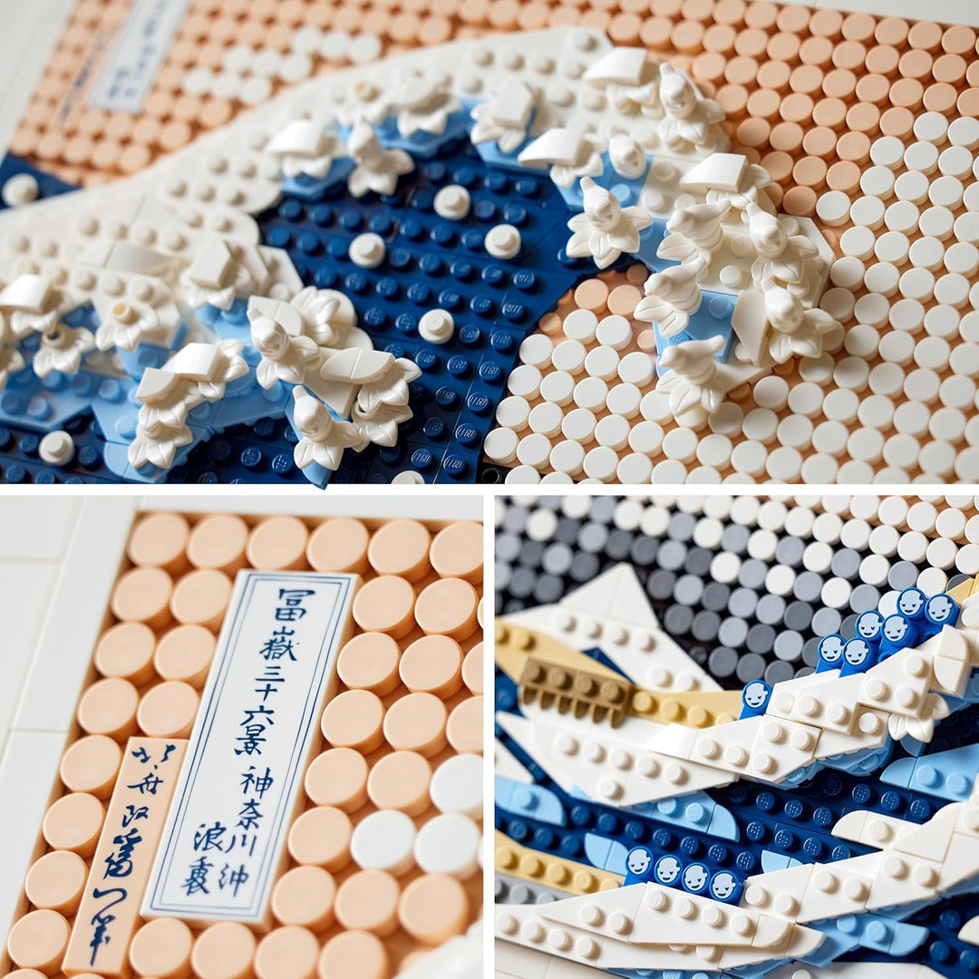 LEGO 31208 Art Hokusai – Grosse Welle, 3D Japanische Wanddeko, Bastelset, gerahmte Ozean-Leinwand, H