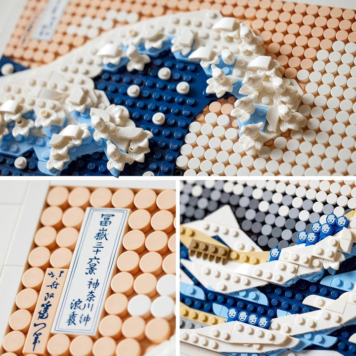 LEGO 31208 Art Hokusai – Grosse Welle, 3D Japanische Wanddeko, Bastelset, gerahmte Ozean-Leinwand, H