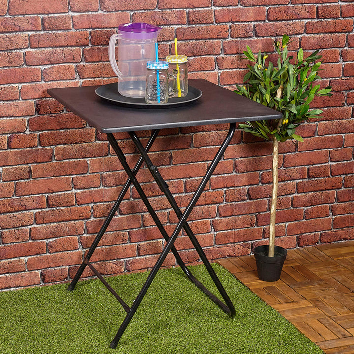 URBNLIVING Metall Beine Faltbar Seite Kaffeetisch - Schwarz, Large Schwarz Large, Schwarz Large