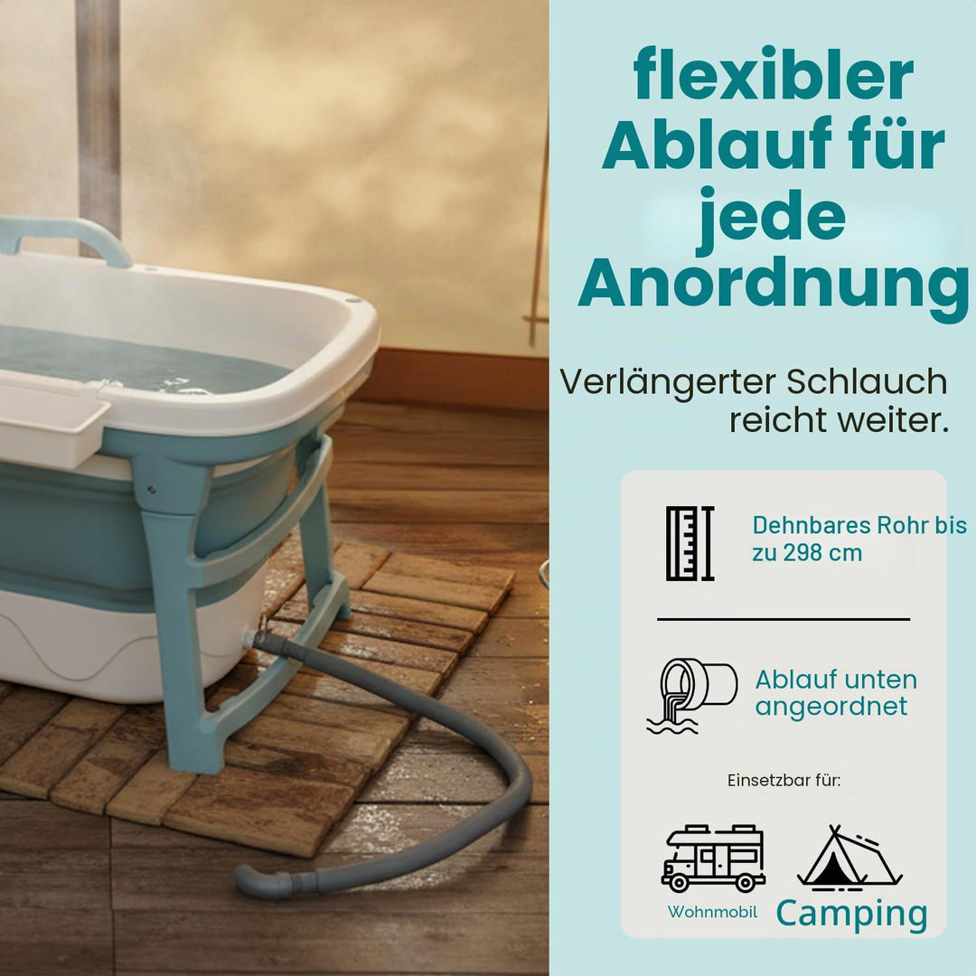 SereneLife Faltbare Badewanne Erwachsene 150 cm – Mobile Klappbare Badewanne für Dusche mit Deckel u