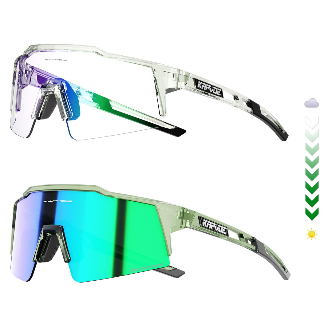 KAPVOE Photochromatische Selbsttönend Fahrradbrille TR90 Rahmen für Herren Damen Jungen Mädchen Klar