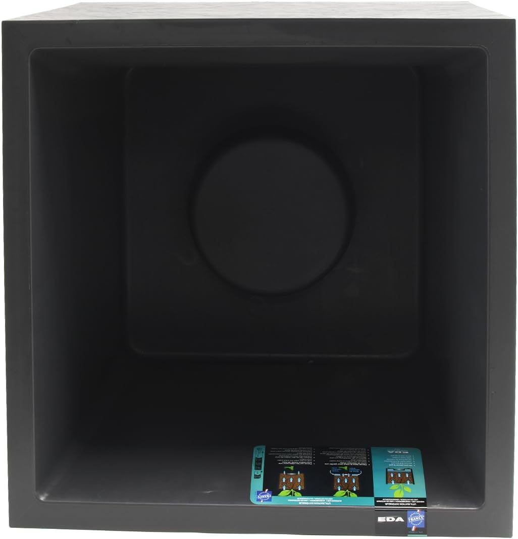 EDA - Quadratischer Topf 50 cm Volcania 57 l – Dekor Steinoptik – doppelwandig – Wasserspeicherzone