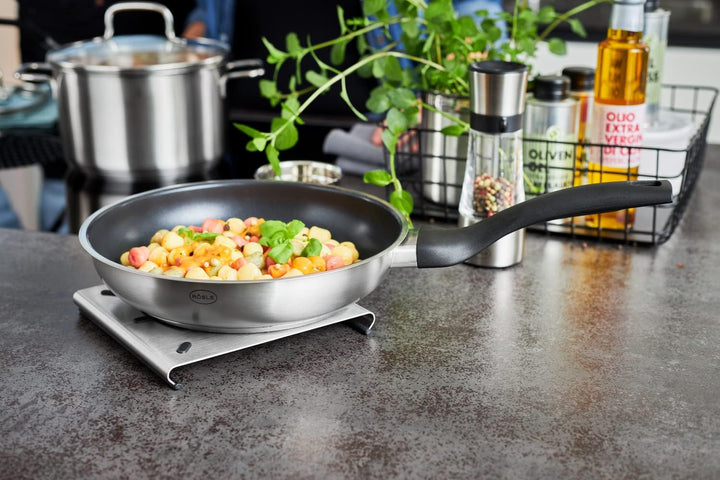 RÖSLE Basic Line Bratpfanne Ø 24 cm, Universalpfanne mit Antihaftversiegelung ProPlex, Edelstahl 18/