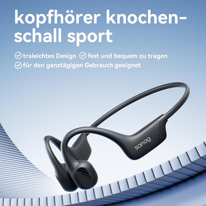 SANAG Knochenschall Kopfhörer, knochenschall kopfhörer Bluetooth, kopfhörer kabellos Bluetooth mit M