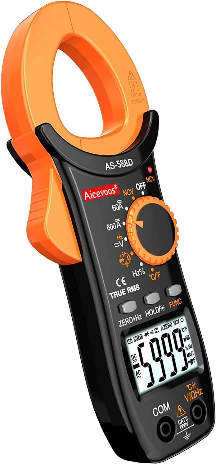 Aicevoos 588D Stromzange Strommesszange Zangenamperemeter ac dc Strom 600A True-RMS 6000 Counts Auto