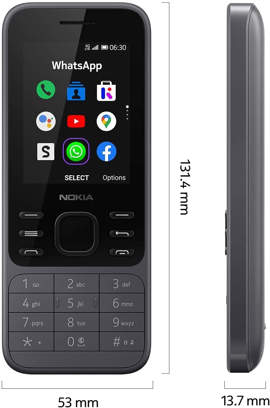 Nokia 6300 4G - Mobile Phone, Charcoal