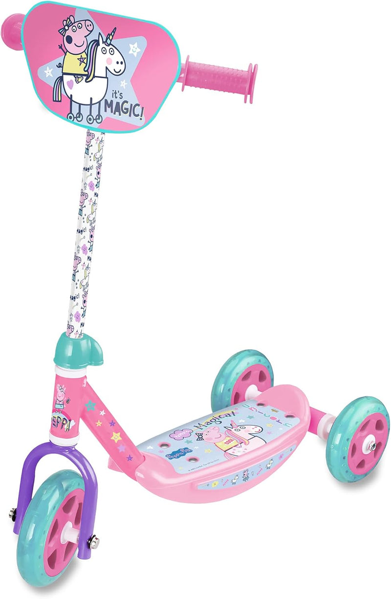 Saica SAI09677 Kinderroller mit 3 Rädern, Peppa Wutz, Türkis, Fuchsia, Violett, Peppa Wutz