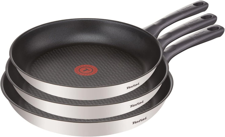 Tefal Daily Cook Pfannen-Set, 3 Stück: Bratpfannen aus Edelstahl, 20/24/26 cm, antihaftbeschichtet,