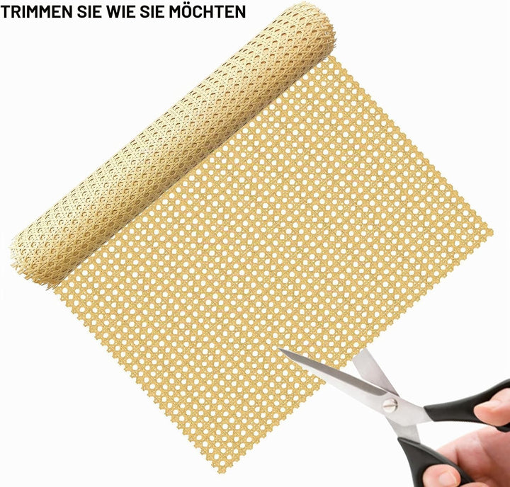 Wiener Geflecht Meterware Kunststoff PE Cane Webbing Rattan-Rolle, 40 x 300 cm, Handgefertigtes Poly