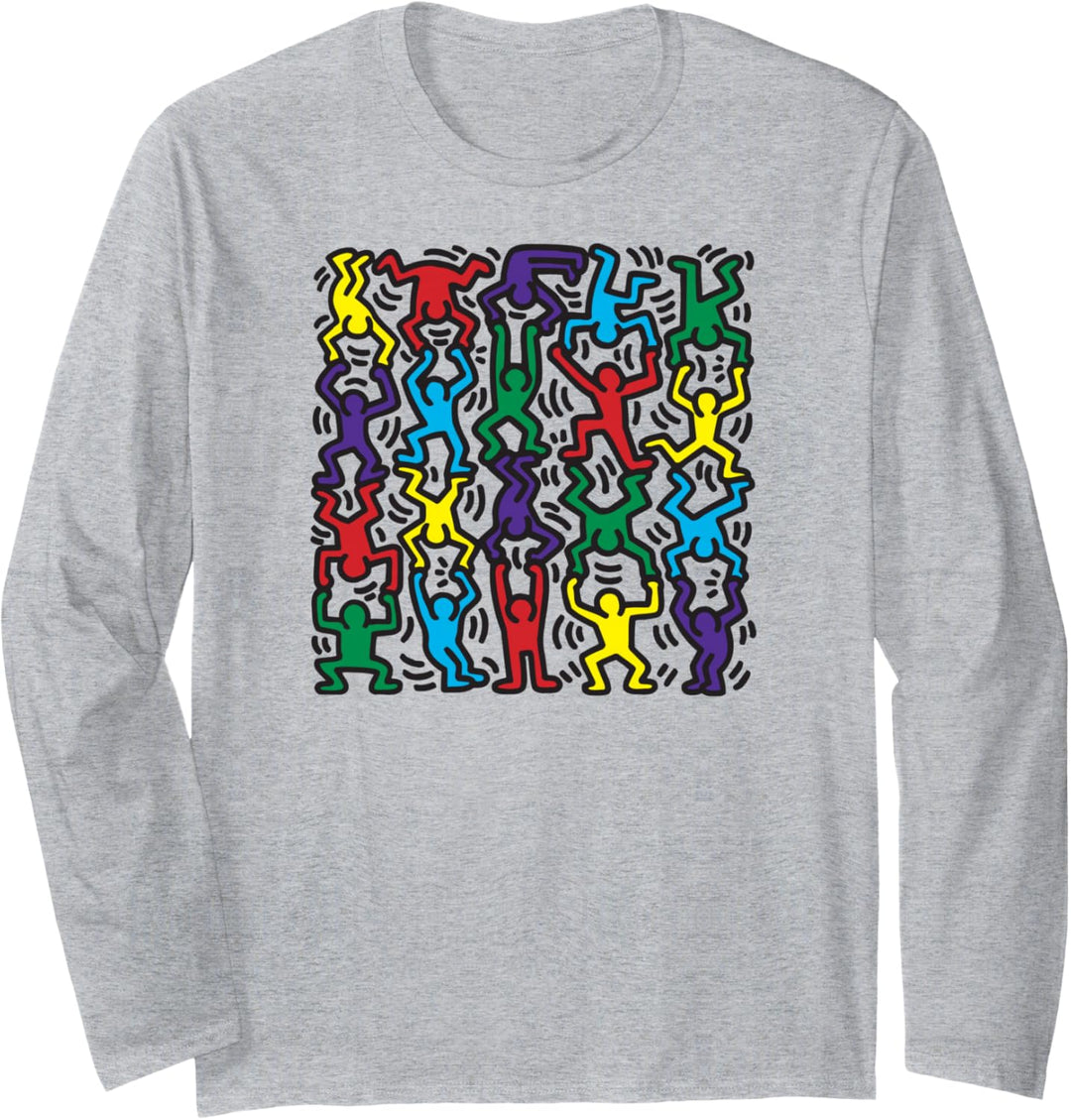 Keith Haring Dancing Figures Grid Kunstwerk Langarmshirt