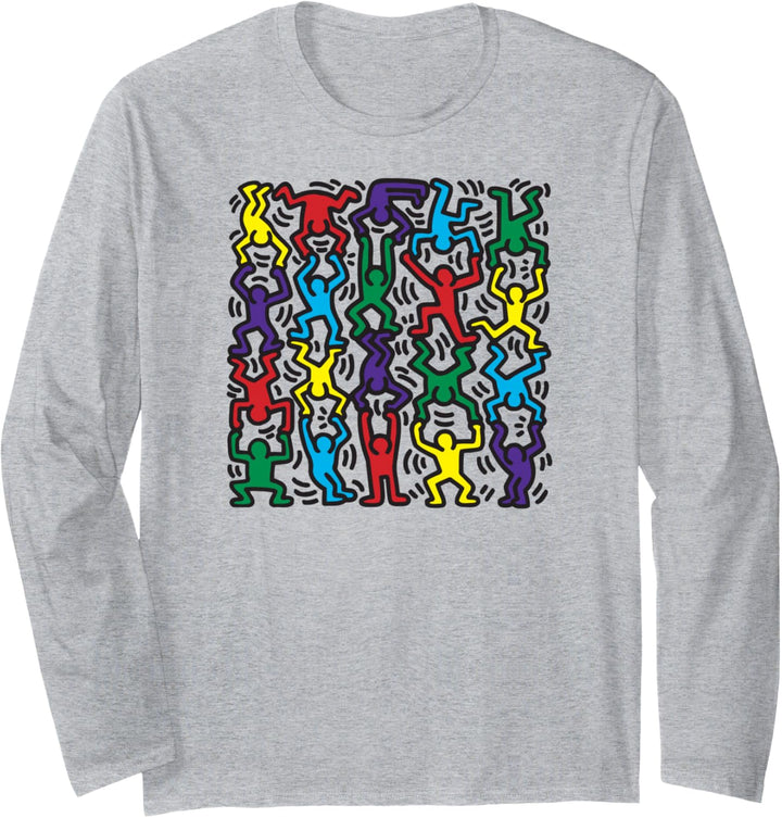 Keith Haring Dancing Figures Grid Kunstwerk Langarmshirt