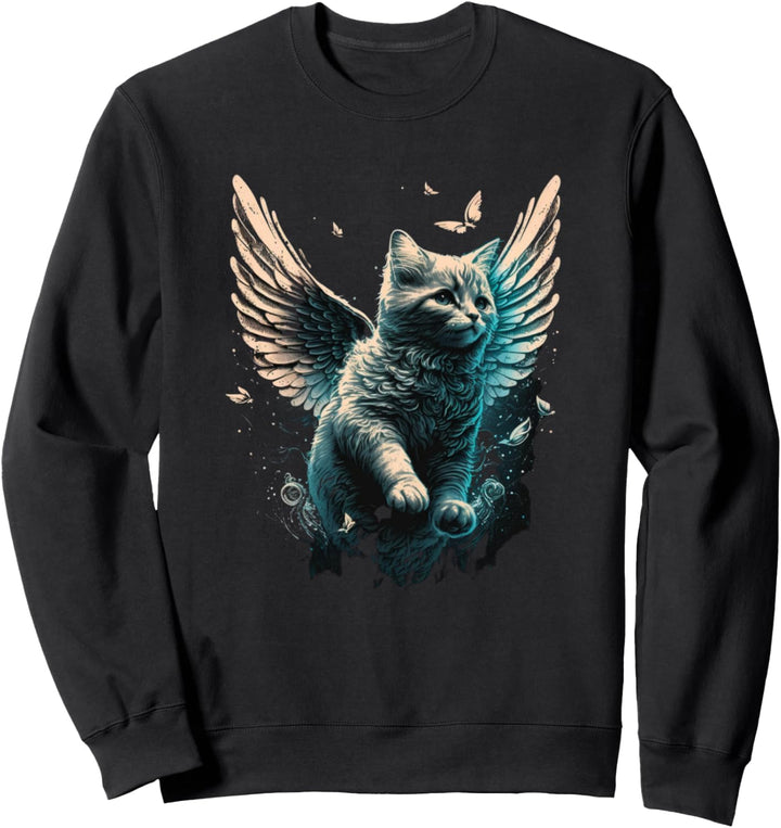 Katze mit Engelsflügeln, niedliches Gedenk-T-Shirt für Katze, Mutter, Papa Sweatshirt