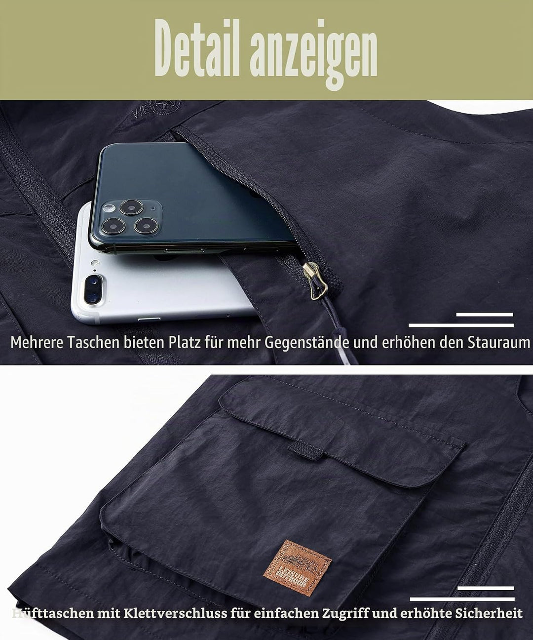 Btmpmcs Herren Outdoor Anglerweste mit Vielen Taschen Schnelltrocknende Freizeitweste Leicht Atmungs