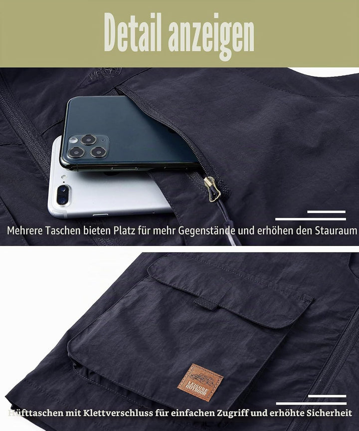Btmpmcs Herren Outdoor Anglerweste mit Vielen Taschen Schnelltrocknende Freizeitweste Leicht Atmungs