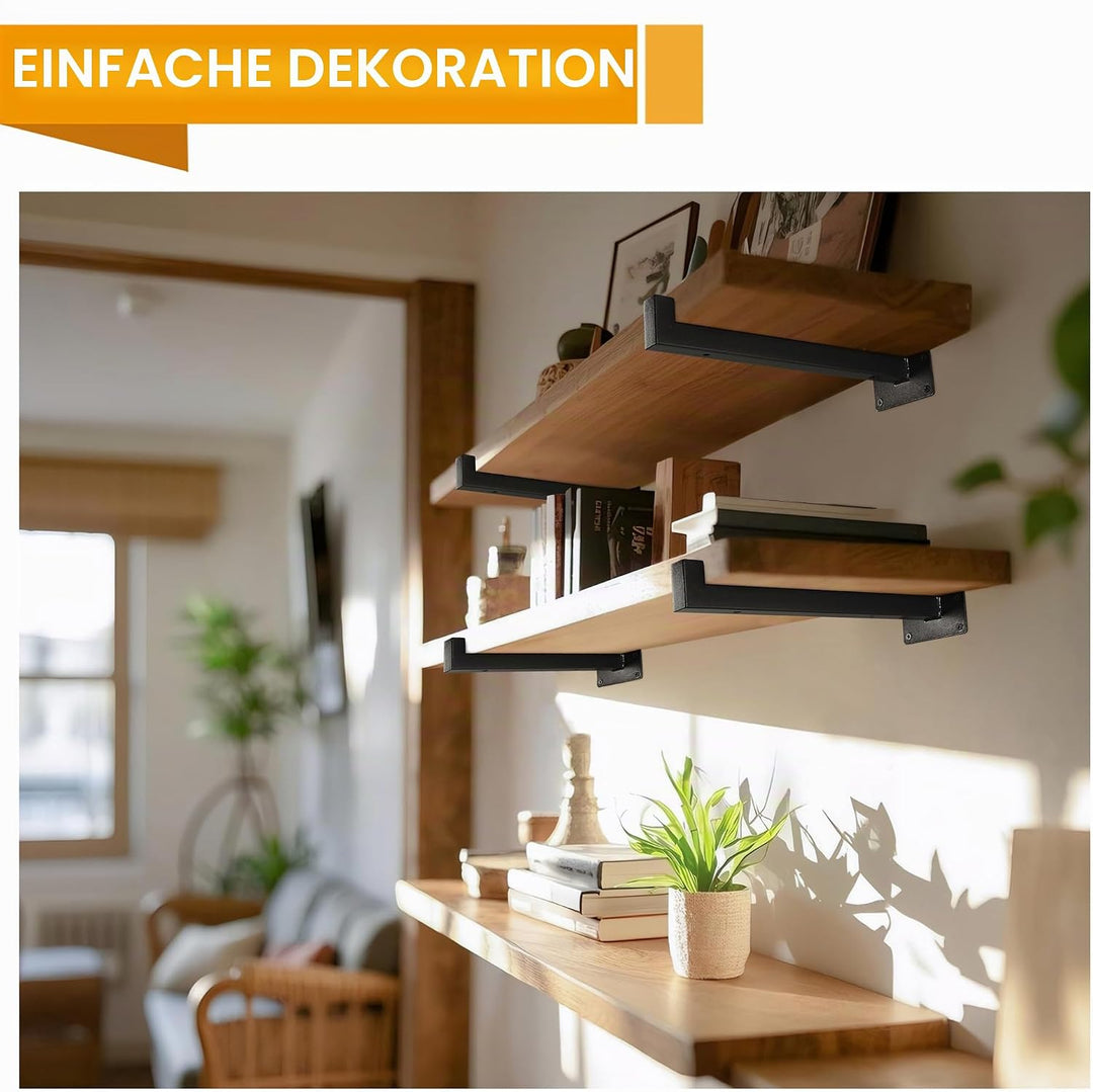 6 Stück schwebende Regalhalterungen Schwerlast-Wandmontage, Industrie-Metallregale mit Lippe 12 Inch