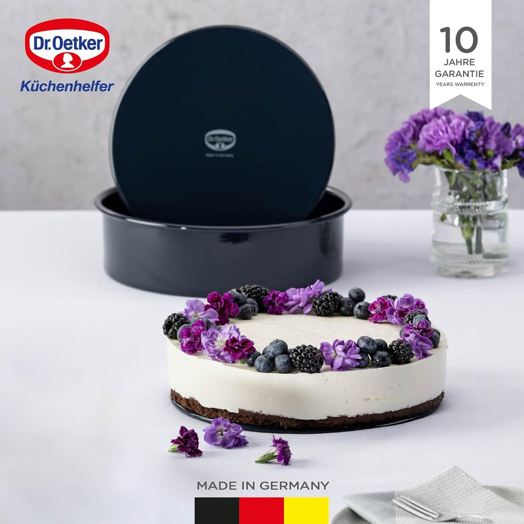 Dr. Oetker 2362 mit Hebeboden Ø 26 cm BACK-LIEBE EMAILLE, runde Backform mit schnitt- & kratzfester