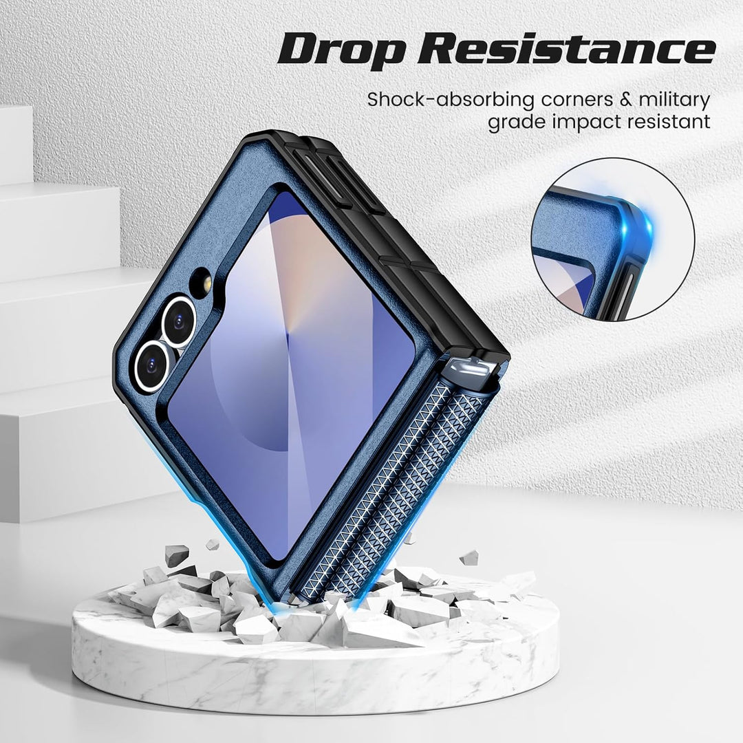 Doeshine Samsung Galaxy Z Flip 6/7 FE Hülle [Not für Flip 7] mit Ständer & Kameraschutz, Ganzkörper