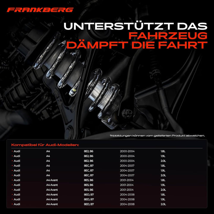 Frankberg 2x Federn Fahrwerksfeder Vorderachse Kompatibel mit A4 8E2 B6 8EC B7 A4 Avant 8E5 B6 8ED B