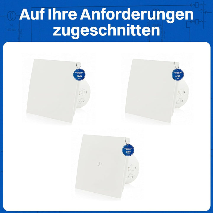Intratec PUROVENT PRO Badlüfter mit Zeitschaltuhr – IPX4 Lüfter 100mm 98m³/h 37dB 230V Bad Badezimme