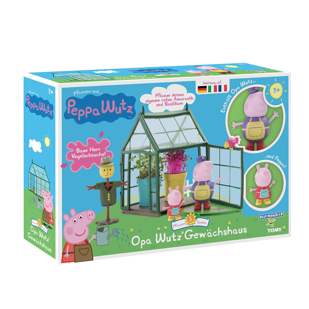 TOOMIES E73339 Tomy Spielzeugset. Peppa Wutz Gewächshaus für Kinder zum selber Pflanzen. Set inkl. G