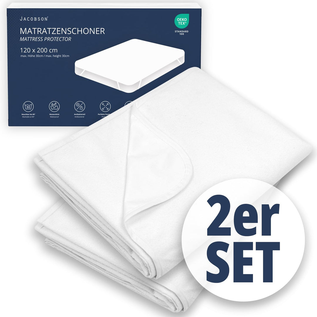 JACOBSON Matratzenschoner 120 x 200 cm - 2er Set - wasserdichte Matratzenauflage - atmungsaktiver Ma
